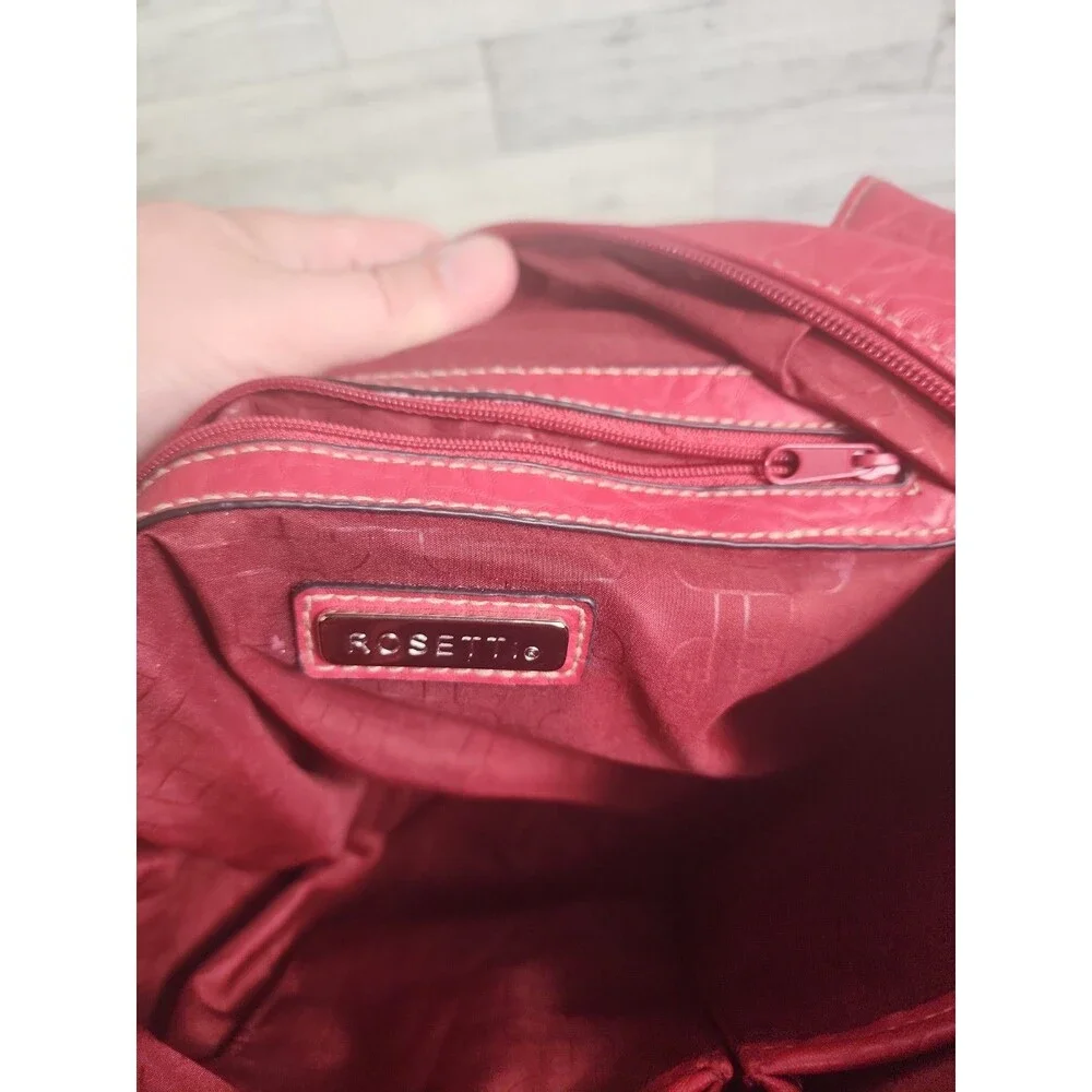 Rosetti New York Purse Shoulder Bag Handbag Faux Leather Vinyl Red Maroon Pebble